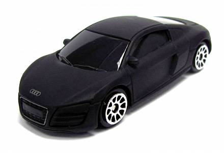 Машина металлическая Audi R8 V10, черный матовый цвет, 1:64 